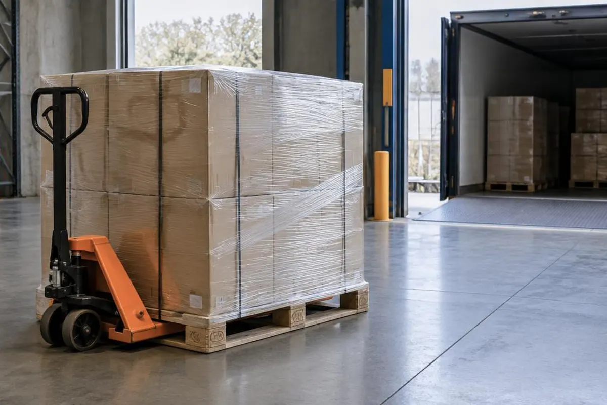 Pallet met pakketten klaar voor transport
