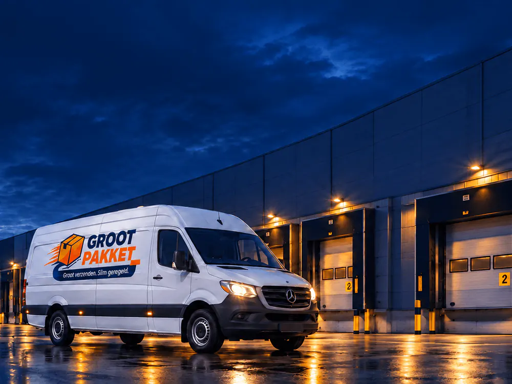 Bus van Grootpakket bij het depot