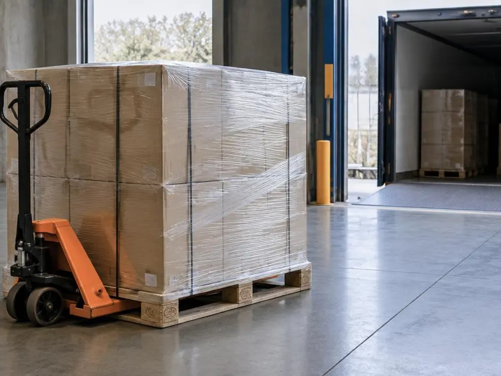 Pallet met pakketten klaar voor transport